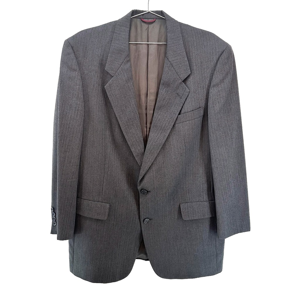 HART SCHAFFNER & MARX Virgin Wool Herringbone Sport Coat • 43L • gray